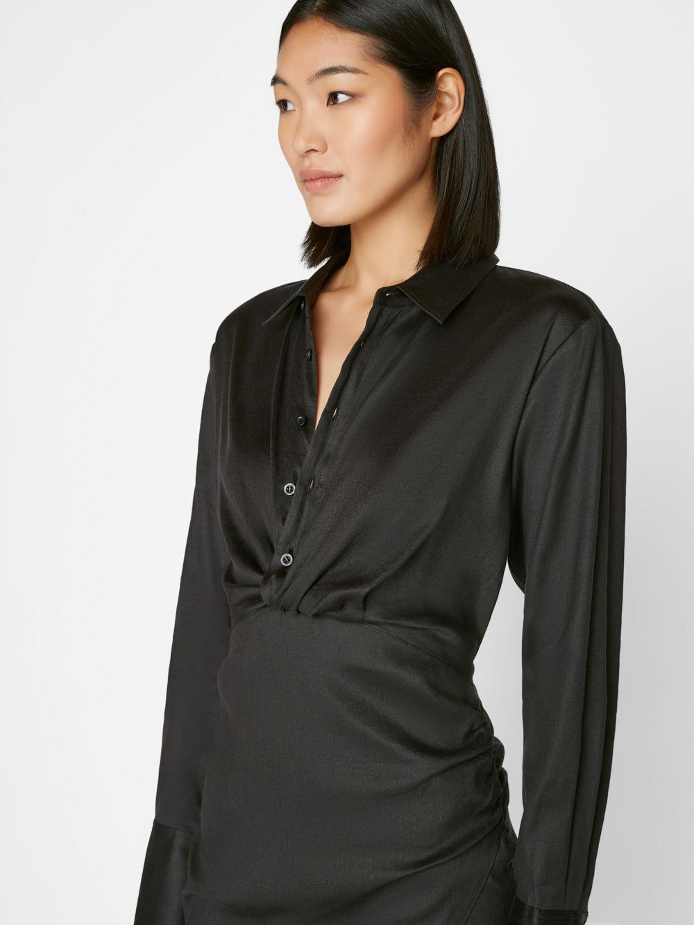 Long Sleeve Mini Twist Dress -- Noir sold by Frame Denim product image thumbnail 4