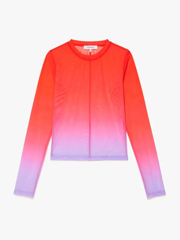 Cropped Long Sleeve Tee -- Red Orange Multi made by Frame Denim