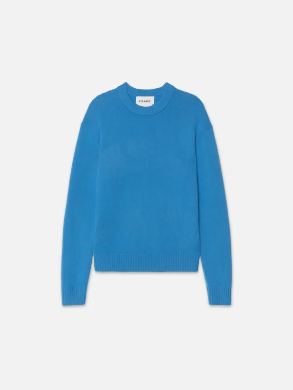 The Cashmere Crewneck Sweater -- Pop Blue sold by Frame Denim