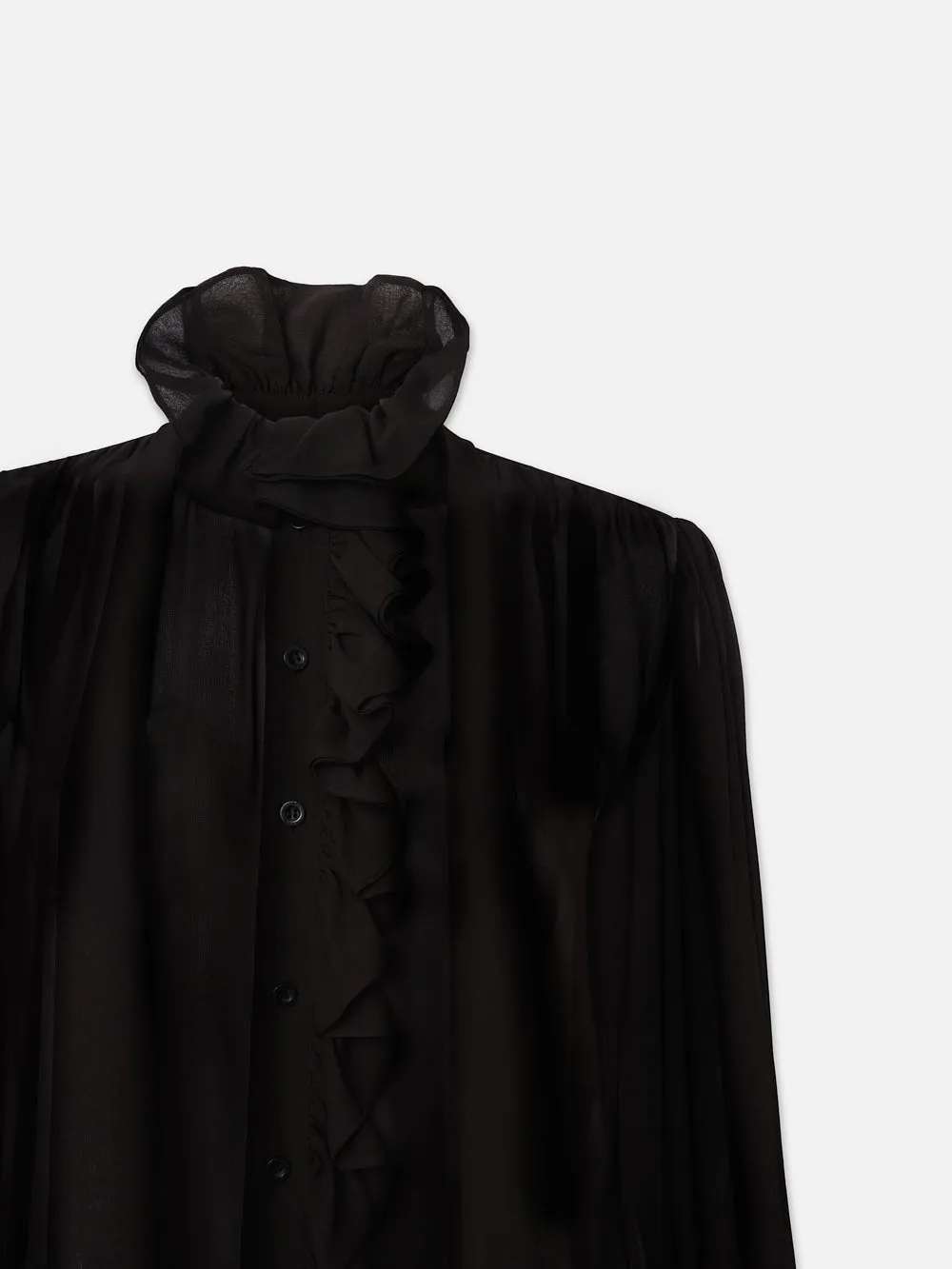 Ruffle Front Button Up Shirt -- Noir sold by Frame Denim product image thumbnail 2