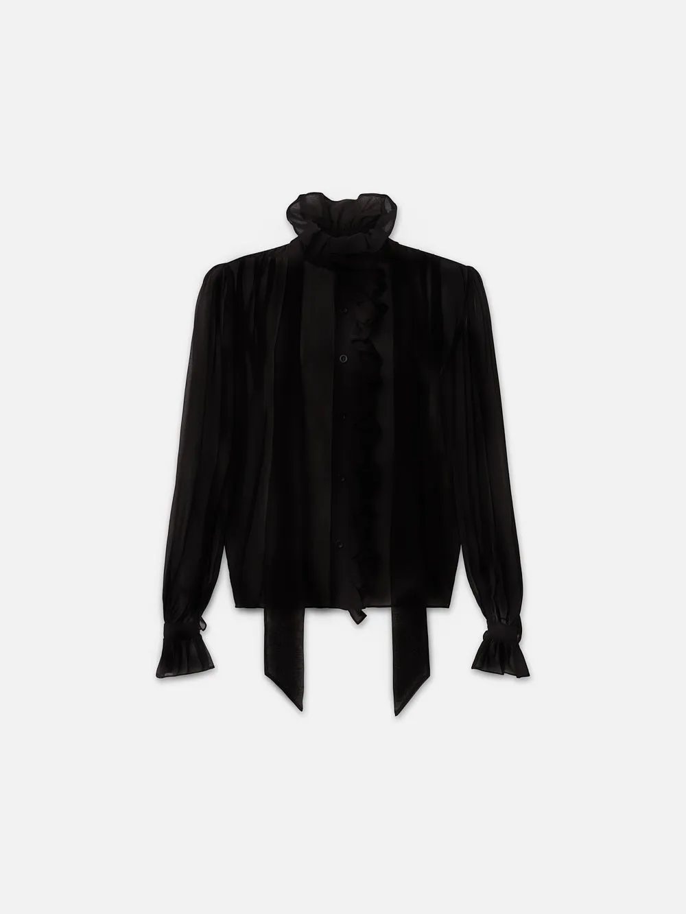 Ruffle Front Button Up Shirt -- Noir sold by Frame Denim