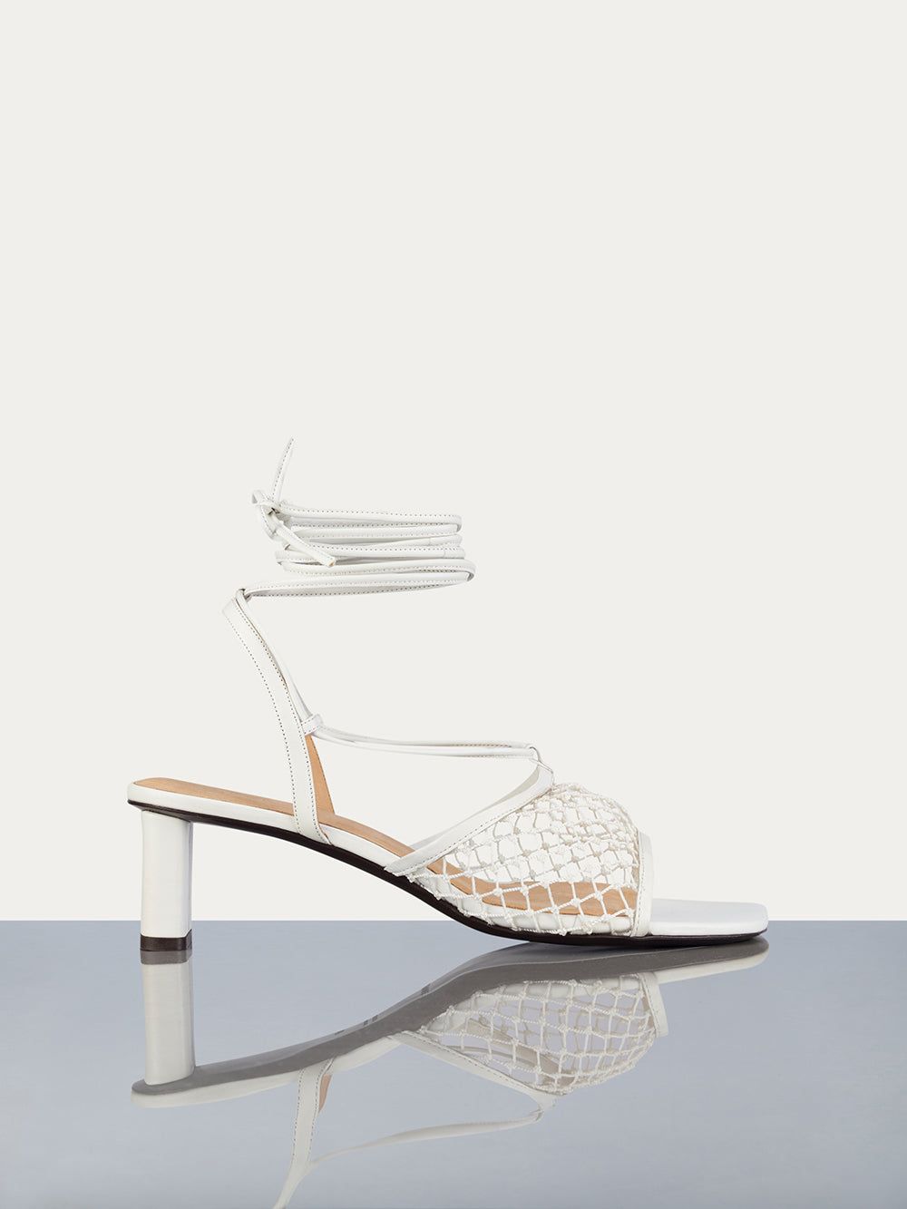 Le Adelaide Crochet Lace Up Heel -- Off White sold by Frame Denim