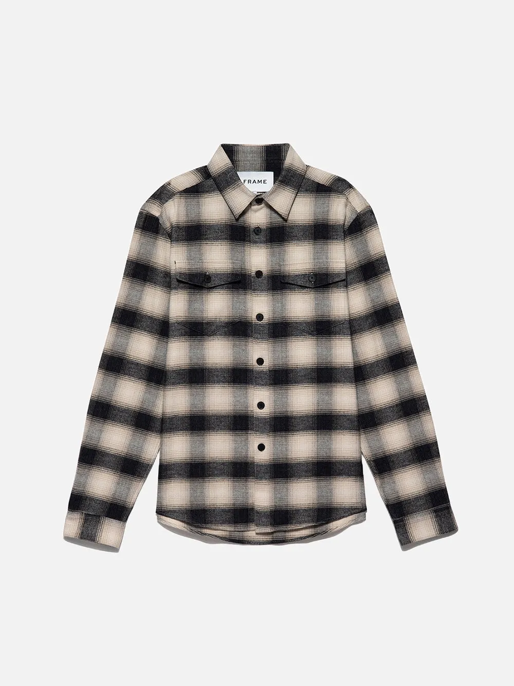 Plaid Flannel Shirt -- Noir / Light Beige sold by Frame Denim