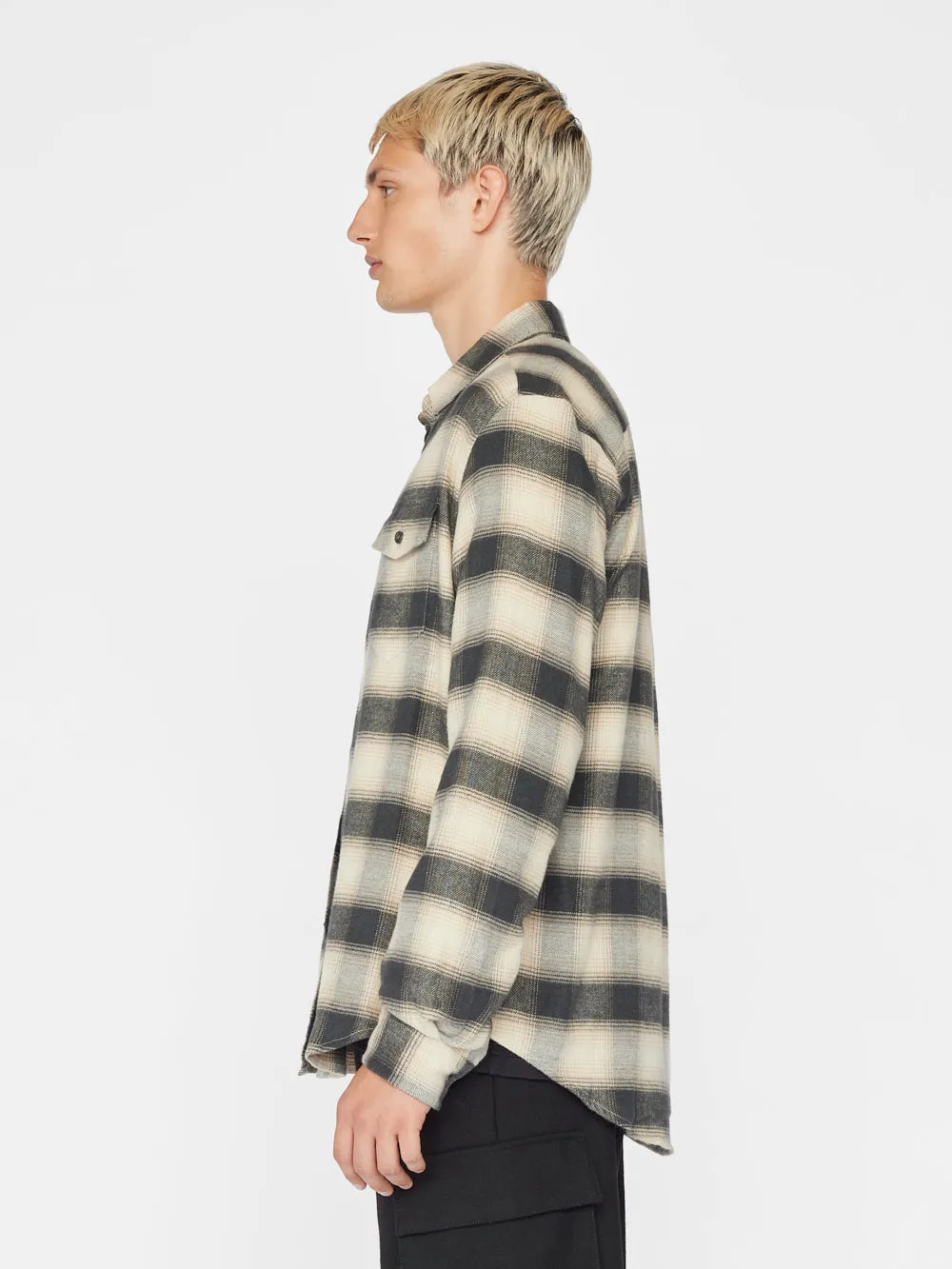 Plaid Flannel Shirt -- Noir / Light Beige sold by Frame Denim product image thumbnail 5