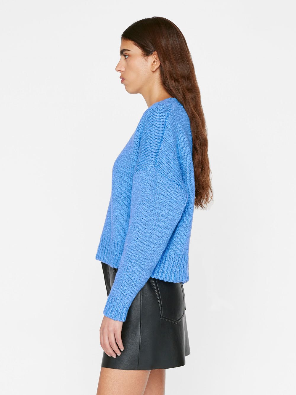 Oversized Cropped Crew Sweater -- Cornflower Blue sold by Frame Denim product image thumbnail 6