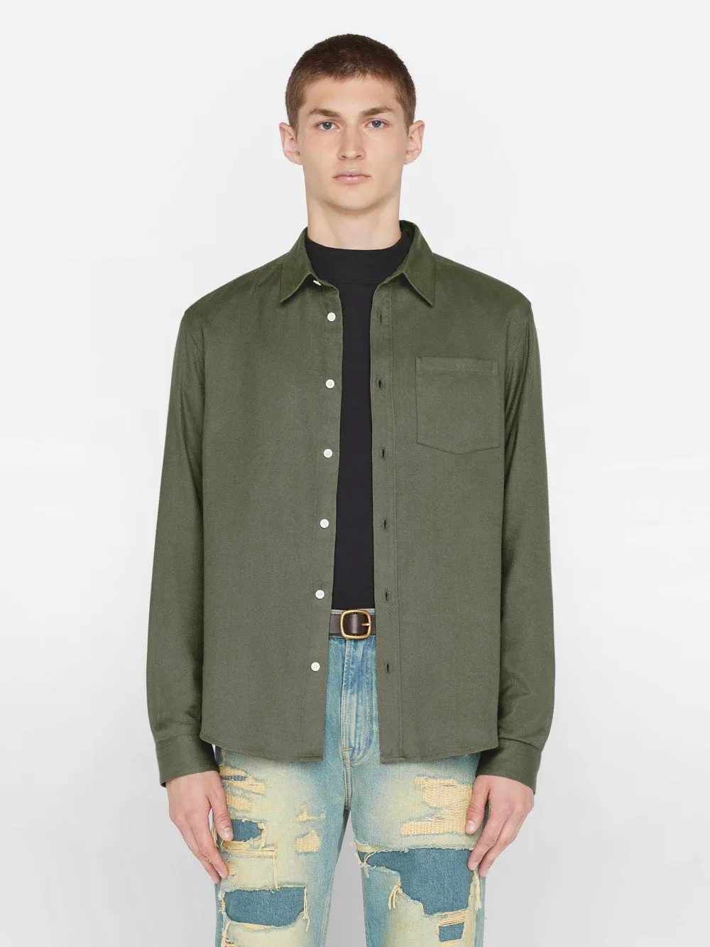 Brushed Cotton Shirt -- Khaki Green sold by Frame Denim product image thumbnail 3