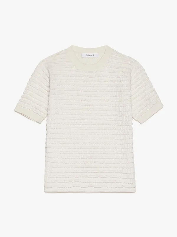 Smocked Short Sleeve Sweater -- Blanc made by Frame Denim