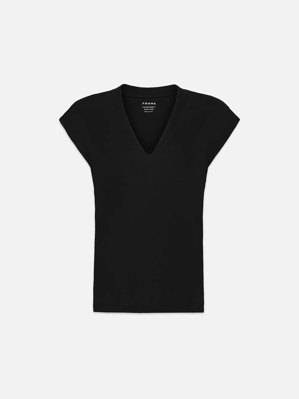 Le Mid Rise V Neck Tee -- Noir sold by Frame Denim