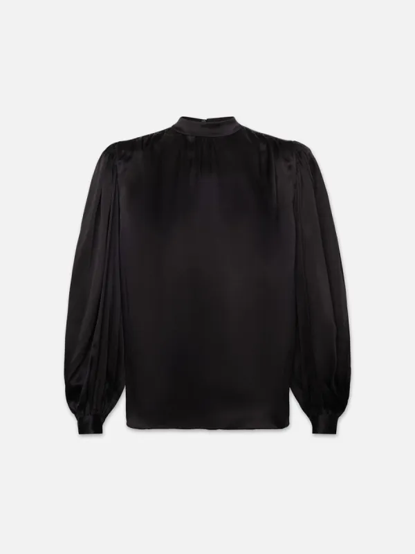 Shirred Mock Neck Blouse -- Noir sold by Frame Denim
