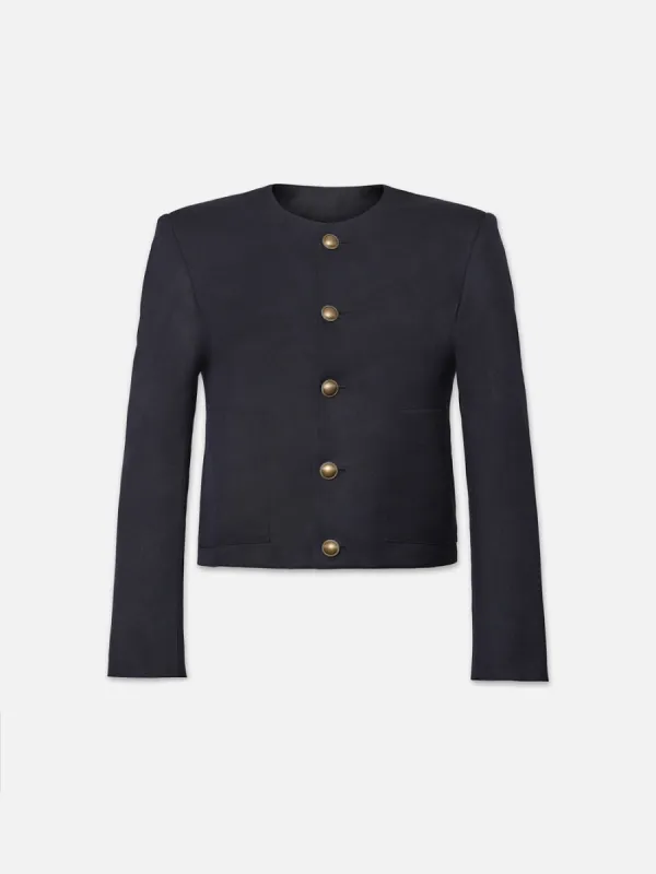 Button Front Jacket -- Navy sold by Frame Denim