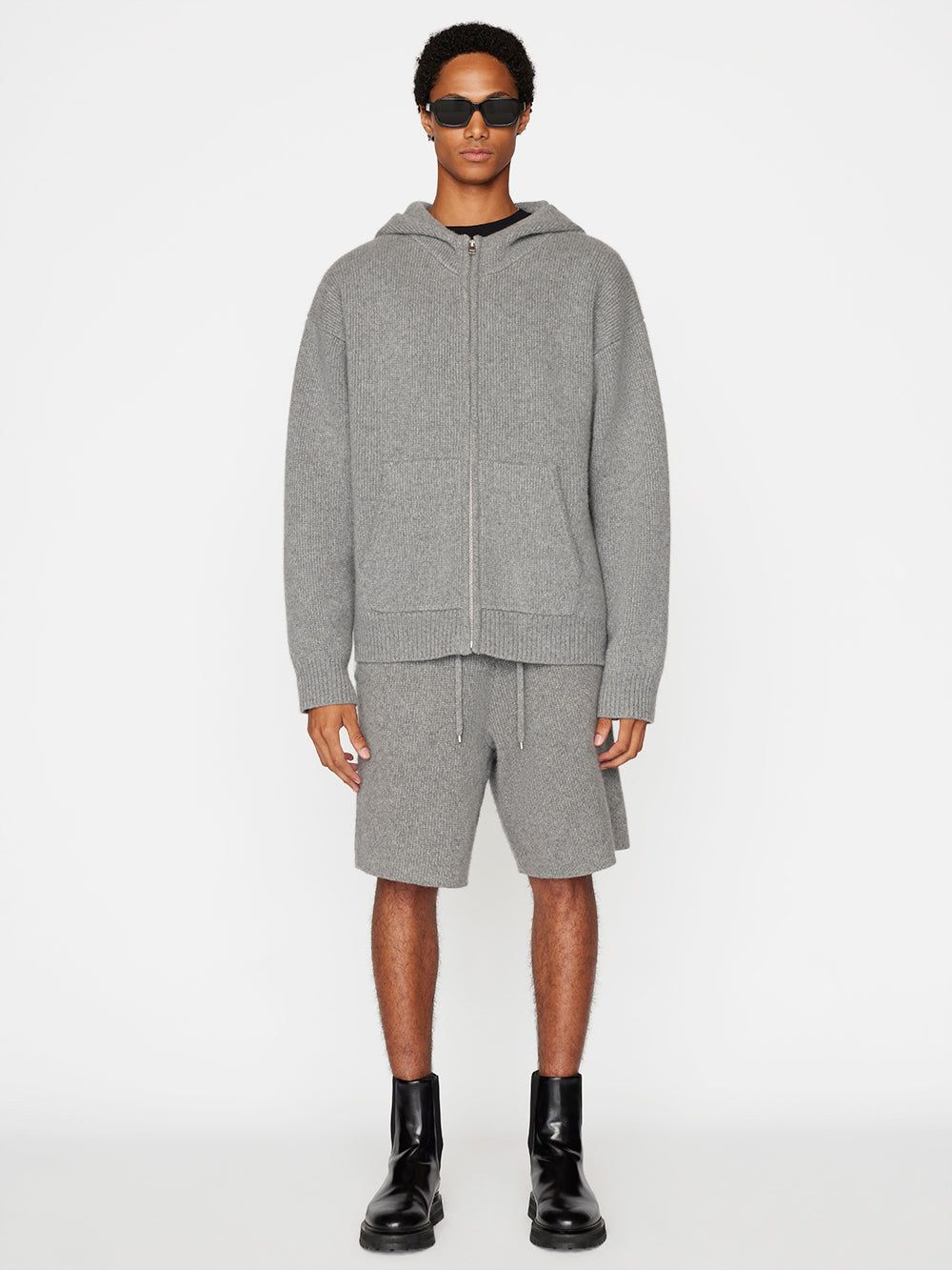 Heavyweight Cashmere Full Zip Hoodie -- Warm Grey sold by Frame Denim product image thumbnail 2