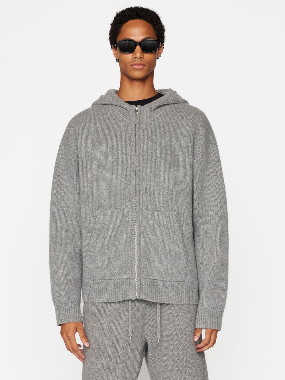 Heavyweight Cashmere Full Zip Hoodie -- Warm Grey sold by Frame Denim product image thumbnail 3