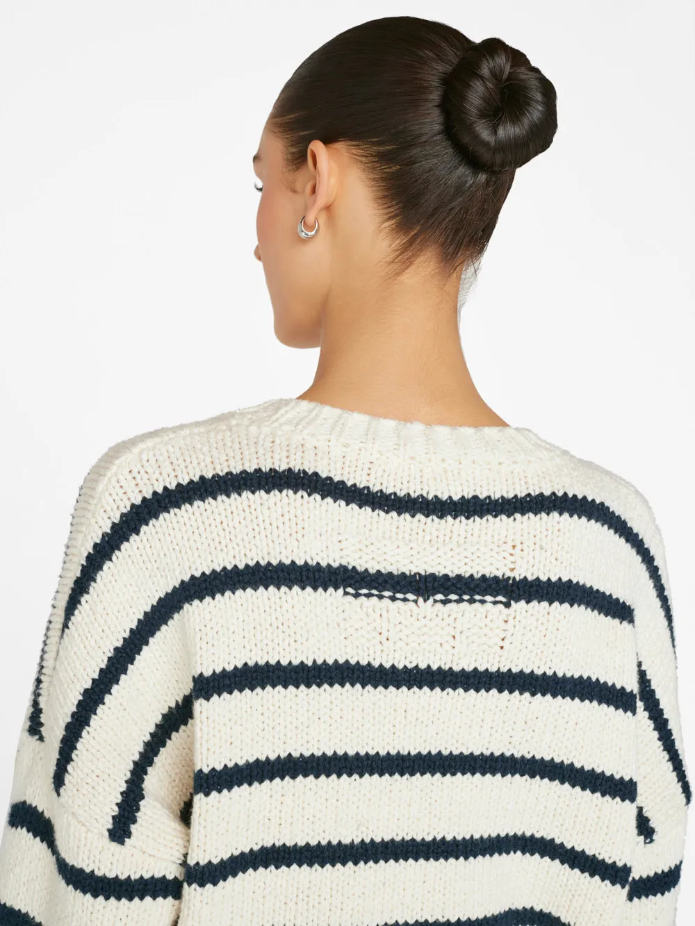 Oversized Crop Crew Sweater -- Navy Multi sold by Frame Denim product image thumbnail 4