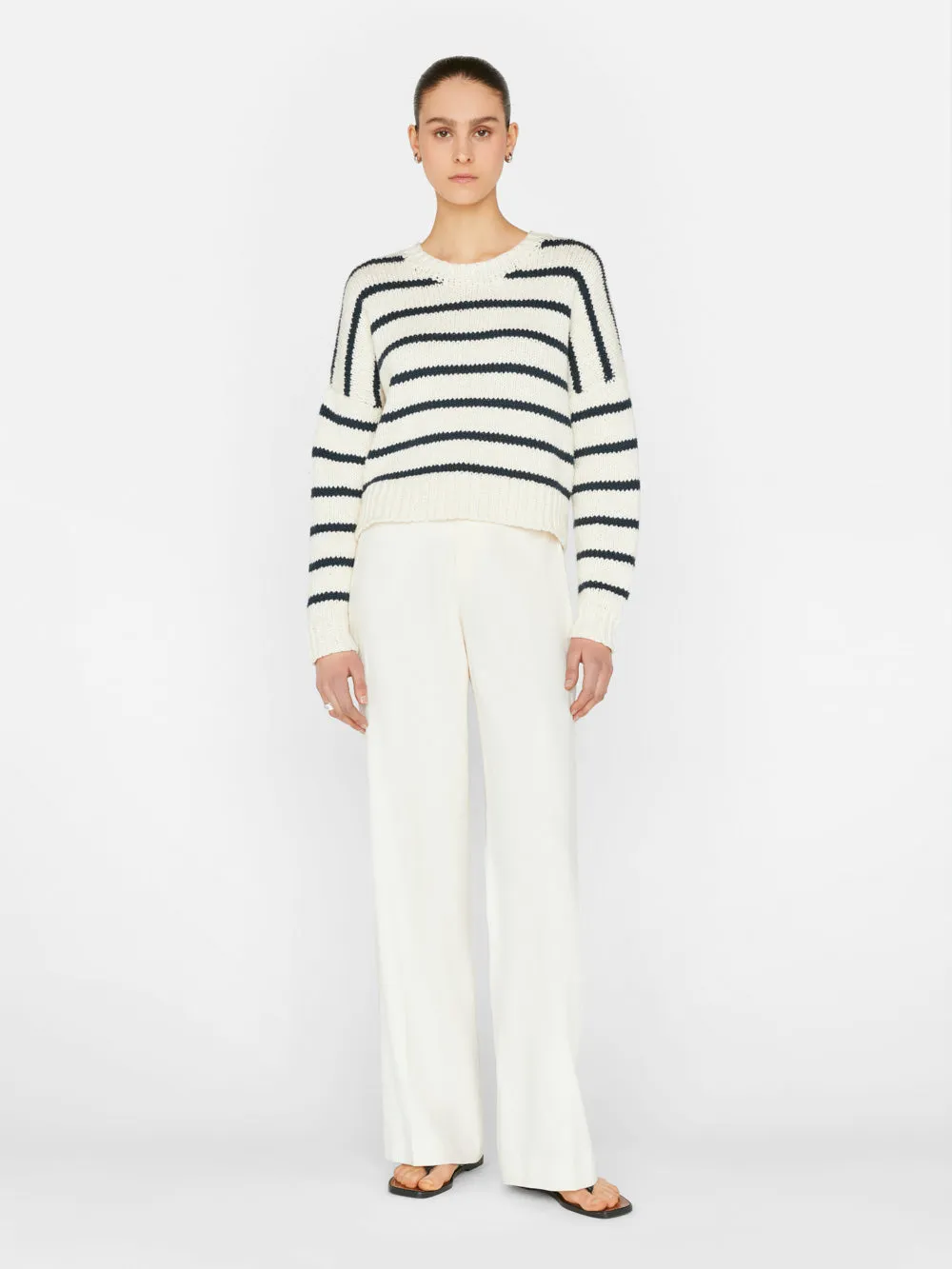 Oversized Crop Crew Sweater -- Navy Multi sold by Frame Denim product image thumbnail 3