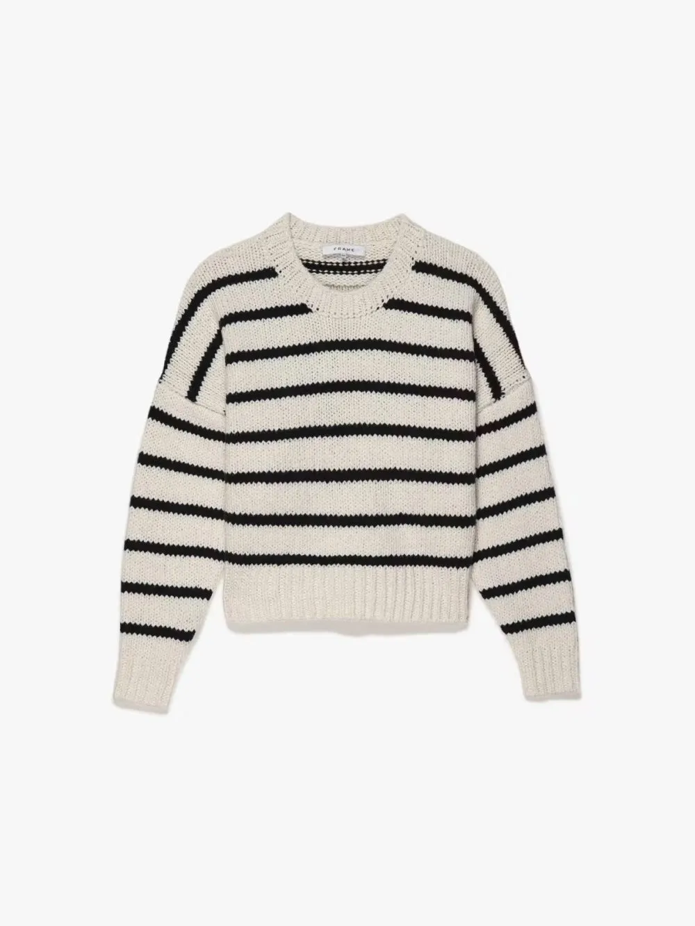 Oversized Crop Crew Sweater -- Navy Multi sold by Frame Denim