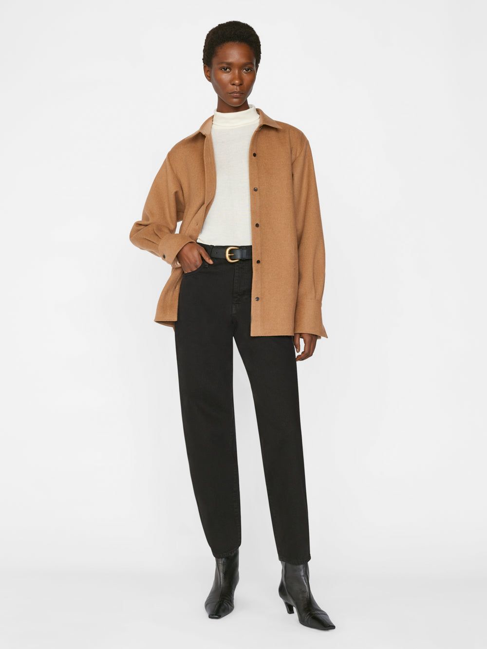 The Oversized Shirt Jacket -- Light Camel sold by Frame Denim product image thumbnail 2
