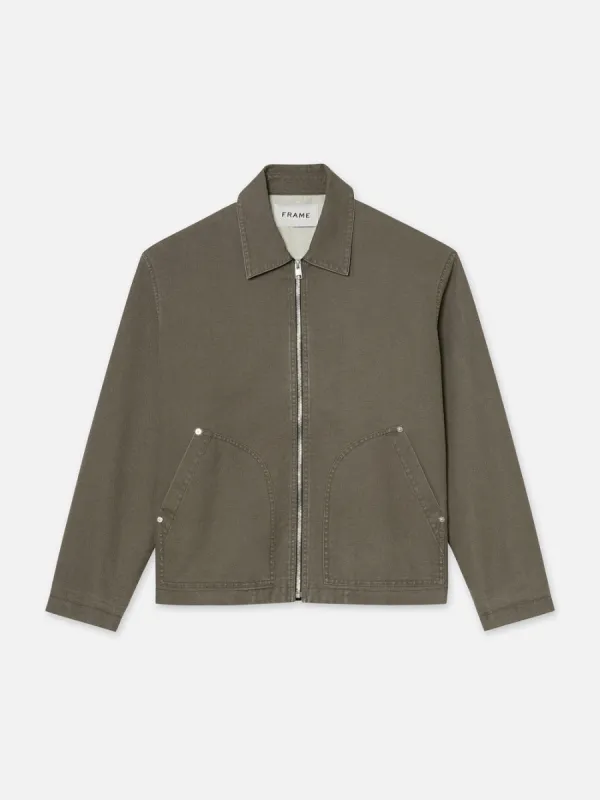 Garment Washed Trucker -- Olive Green sold by Frame Denim
