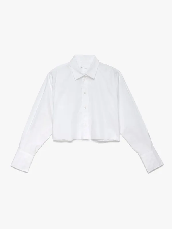 The Cropped Oversized Shirt -- Blanc sold by Frame Denim
