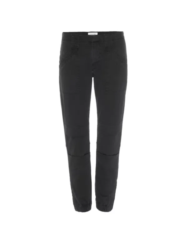 Banded Bottom Trapunto Moto Pant -- Washed Black made by Frame Denim
