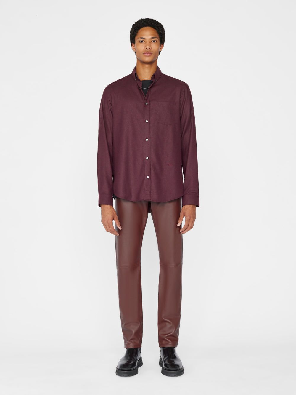 Wool Blend Shirt -- Dark Burgundy sold by Frame Denim