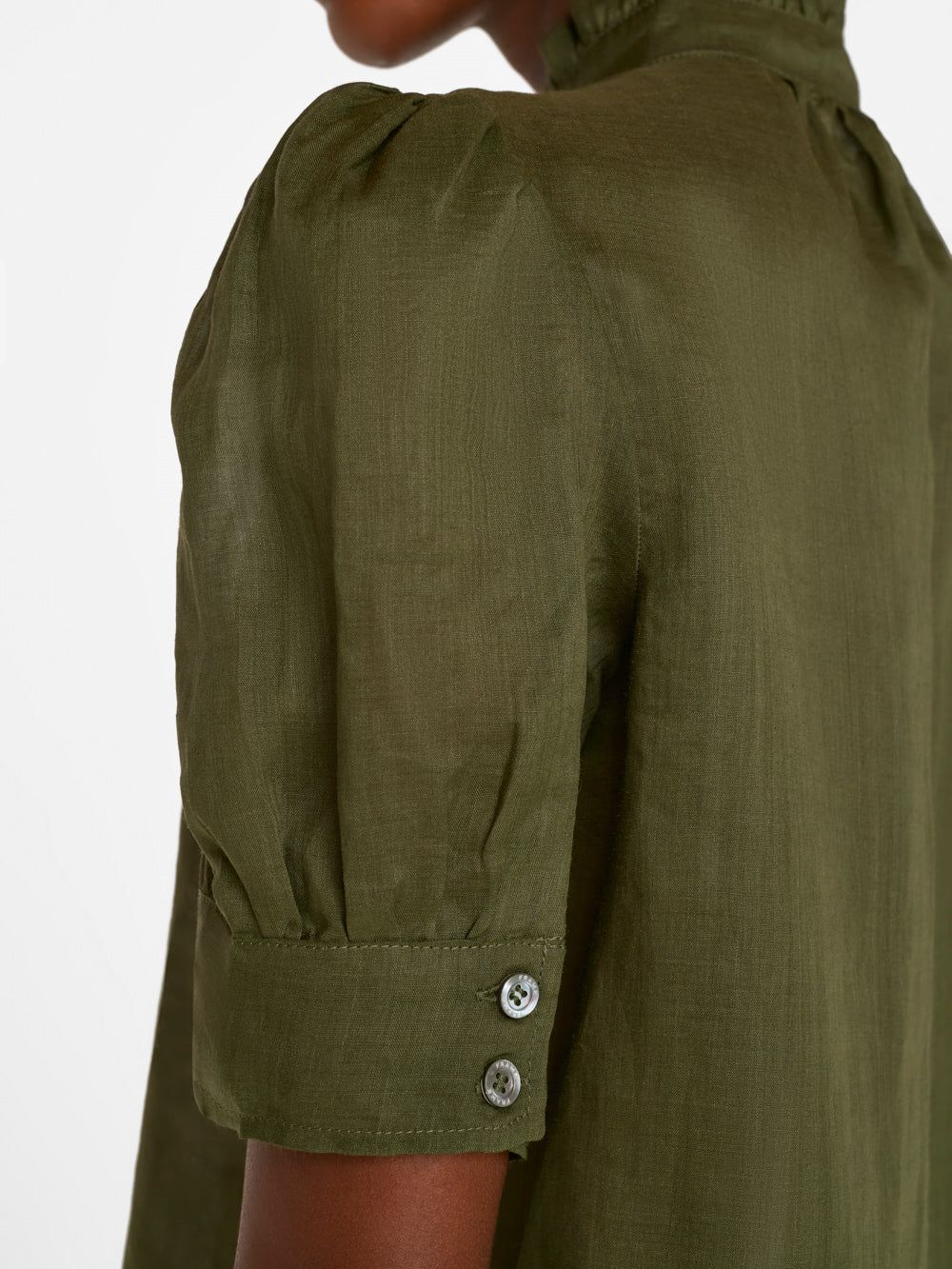 Deep V Ruffle Collar Top -- Fatigue sold by Frame Denim product image thumbnail 5