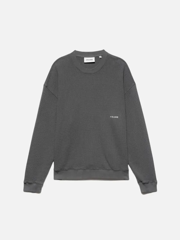 Waffle Textured Sweatshirt -- Charcoal Grey sold by Frame Denim