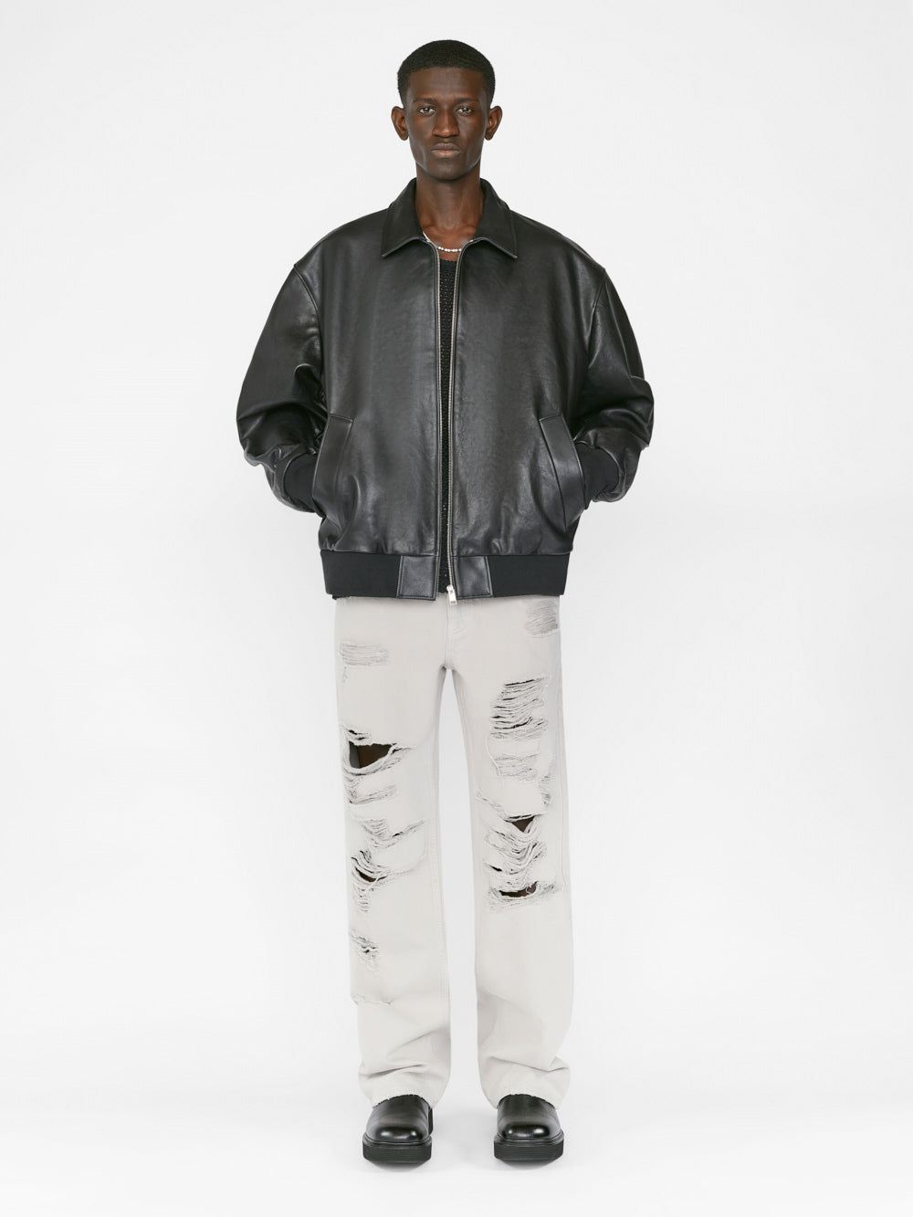 FRAME Logo Leather Blouson -- Noir sold by Frame Denim product image thumbnail 2