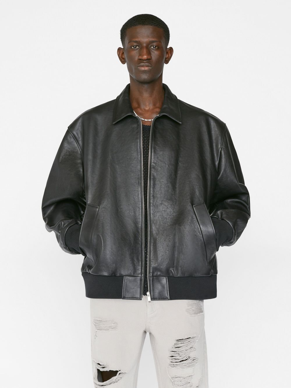 FRAME Logo Leather Blouson -- Noir sold by Frame Denim product image thumbnail 3
