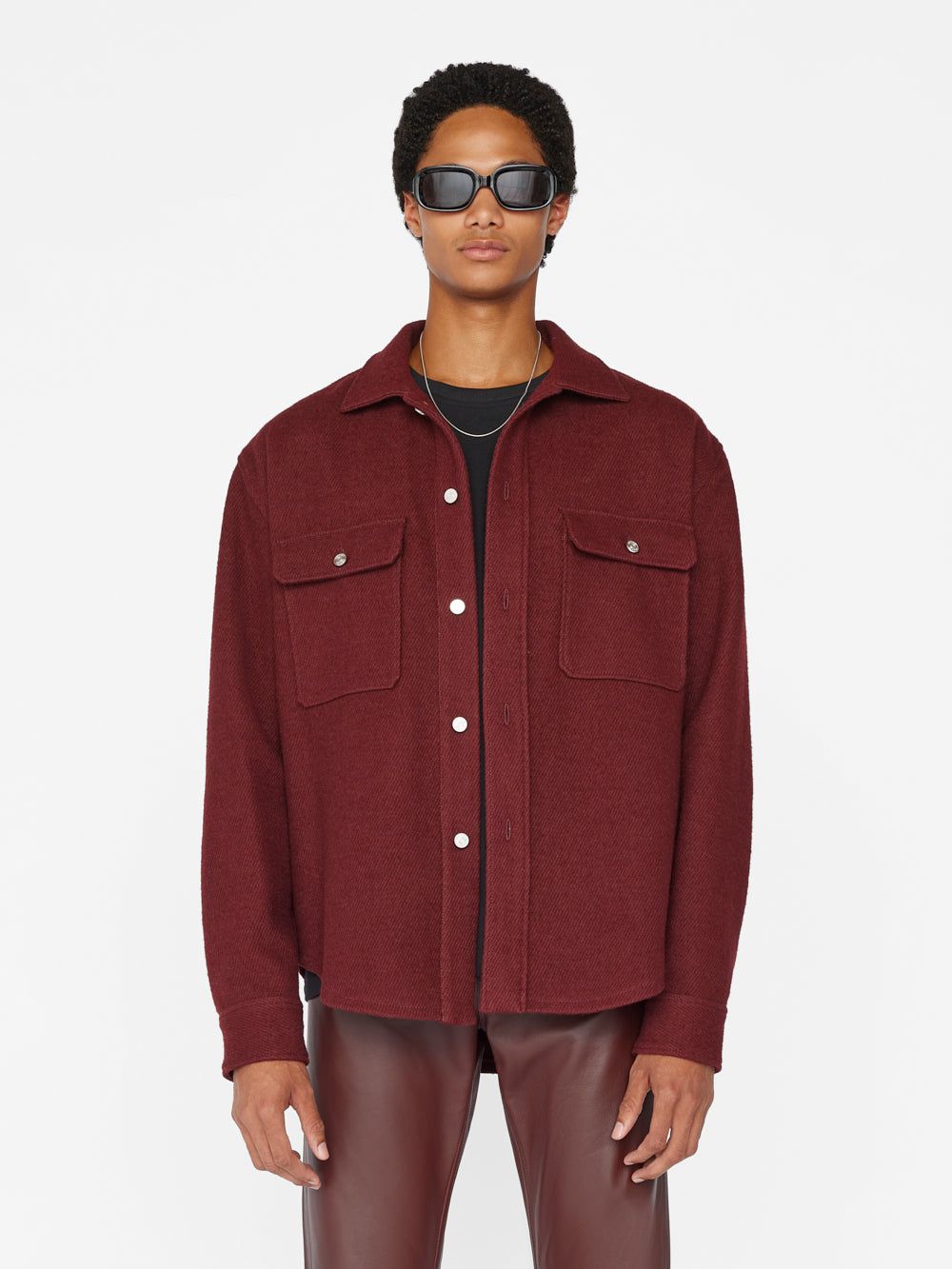 Textured Overshirt -- Dark Burgundy sold by Frame Denim product image thumbnail 2
