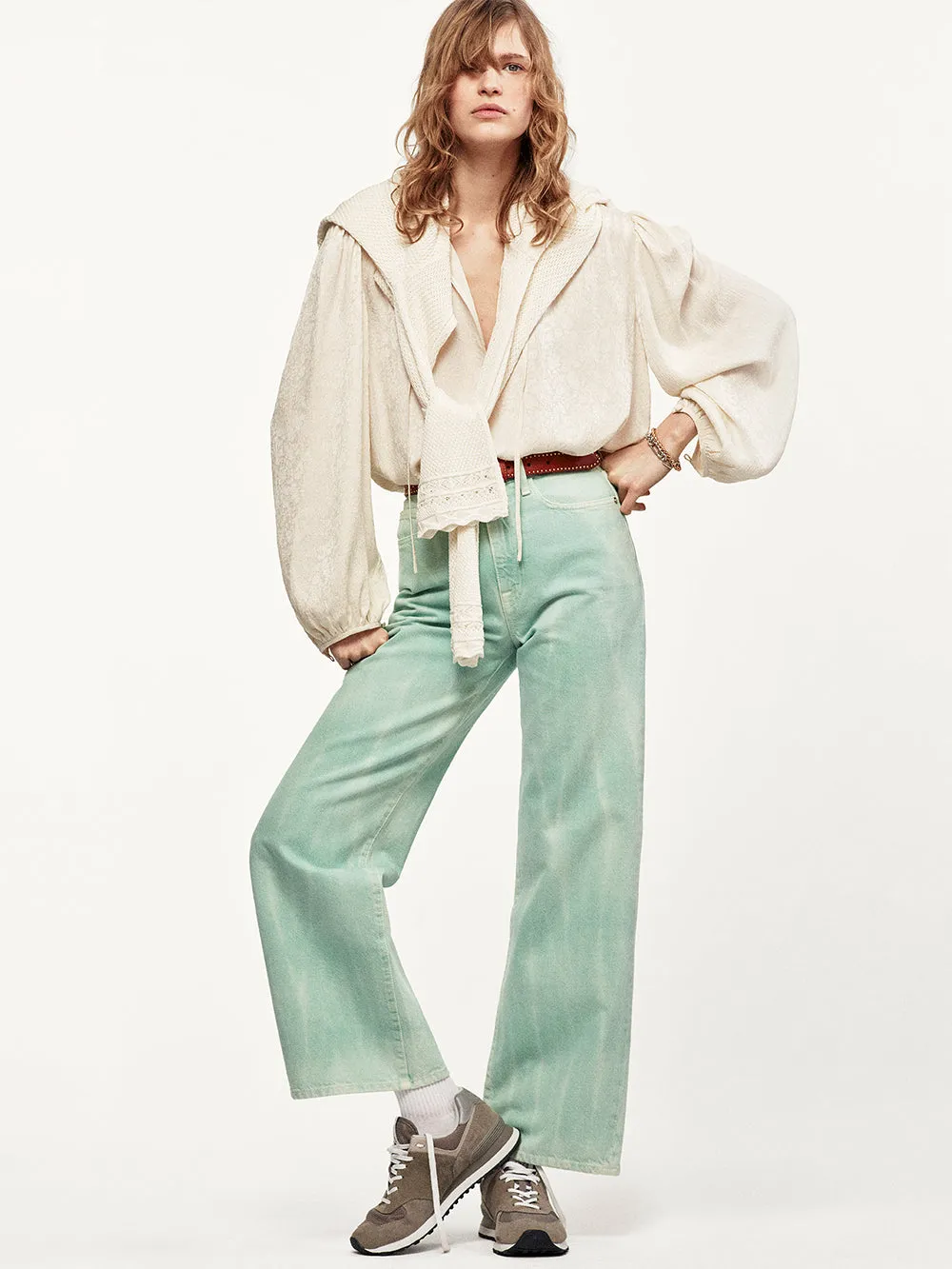 Cinched Sleeve Popover Blouse -- Cream sold by Frame Denim product image thumbnail 2