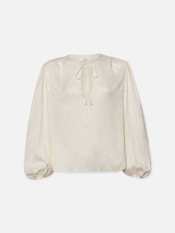 Cinched Sleeve Popover Blouse -- Cream sold by Frame Denim