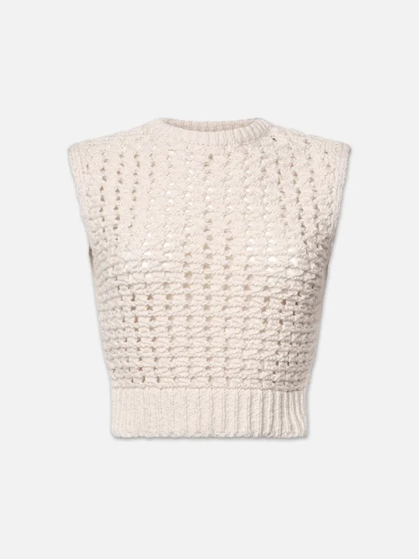 Tape Yarn Sweater Vest -- Cream sold by Frame Denim