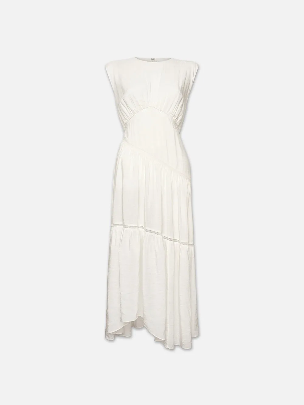 Gathered Seam Lace Inset Dress -- White sold by Frame Denim