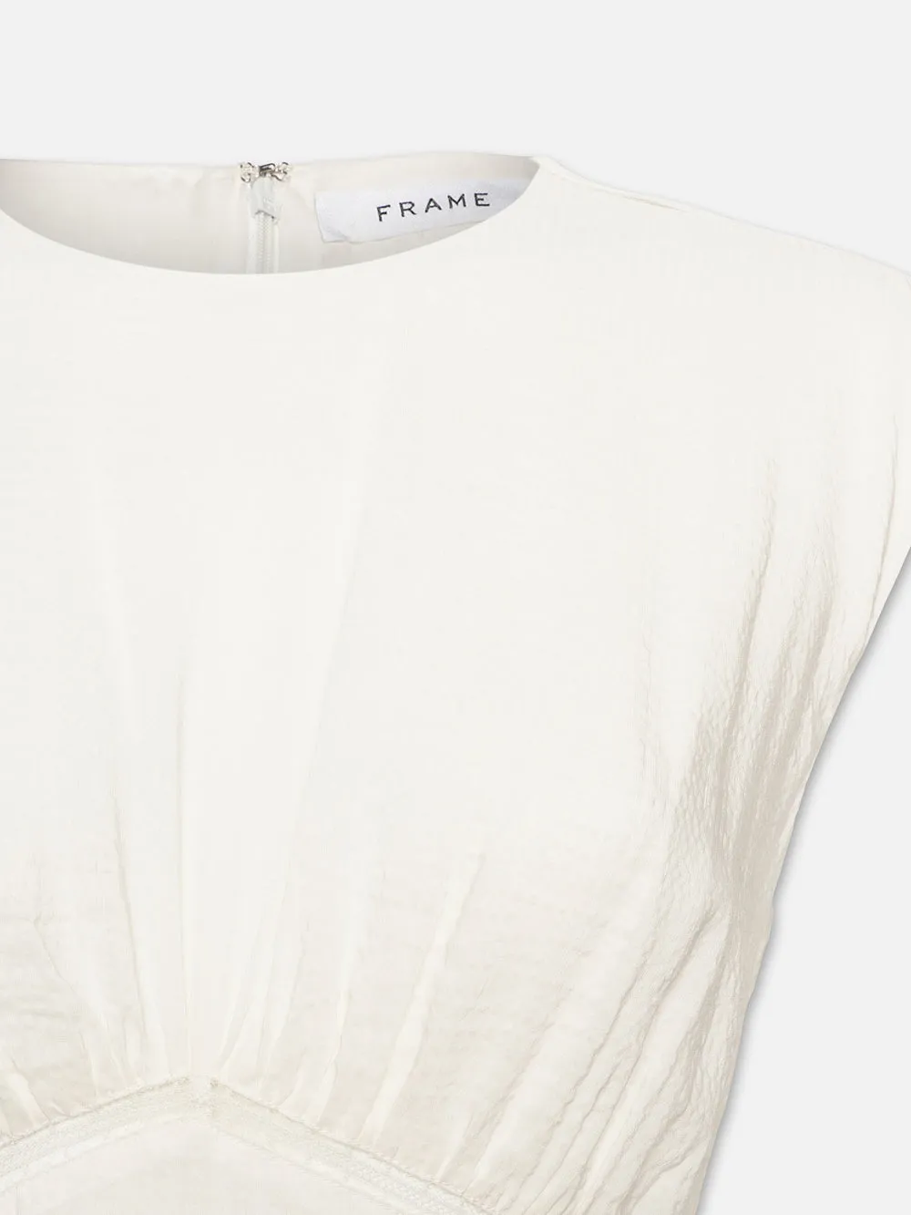 Gathered Seam Lace Inset Dress -- White sold by Frame Denim product image thumbnail 2