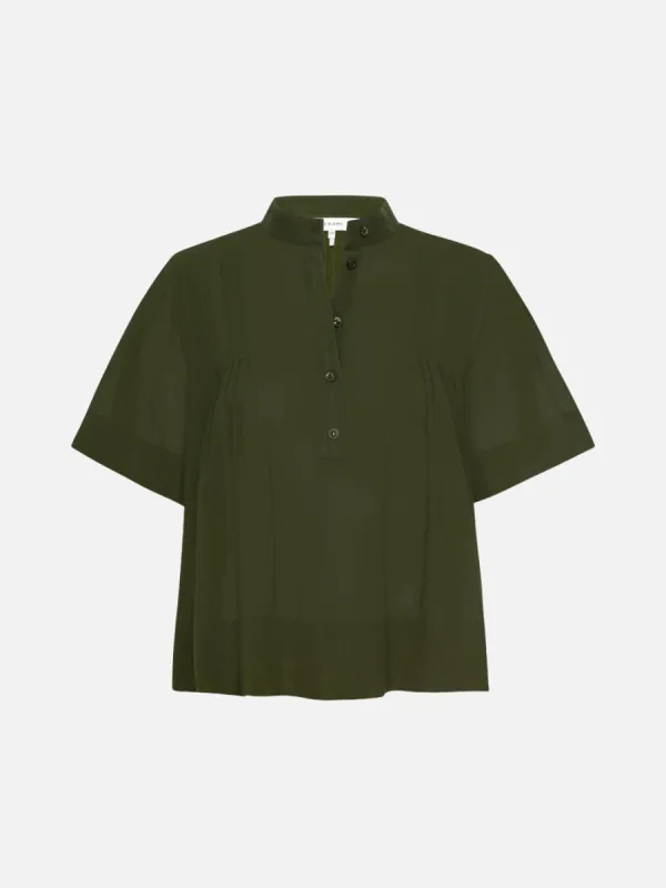 Pleated Button Up Blouse -- Military sold by Frame Denim