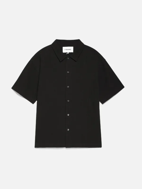 Waffle Textured Short Sleeve Shirt -- Black sold by Frame Denim