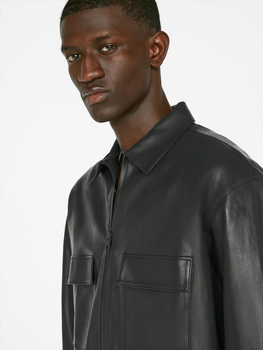 Long Sleeve Leather Shirt -- Noir sold by Frame Denim product image thumbnail 9