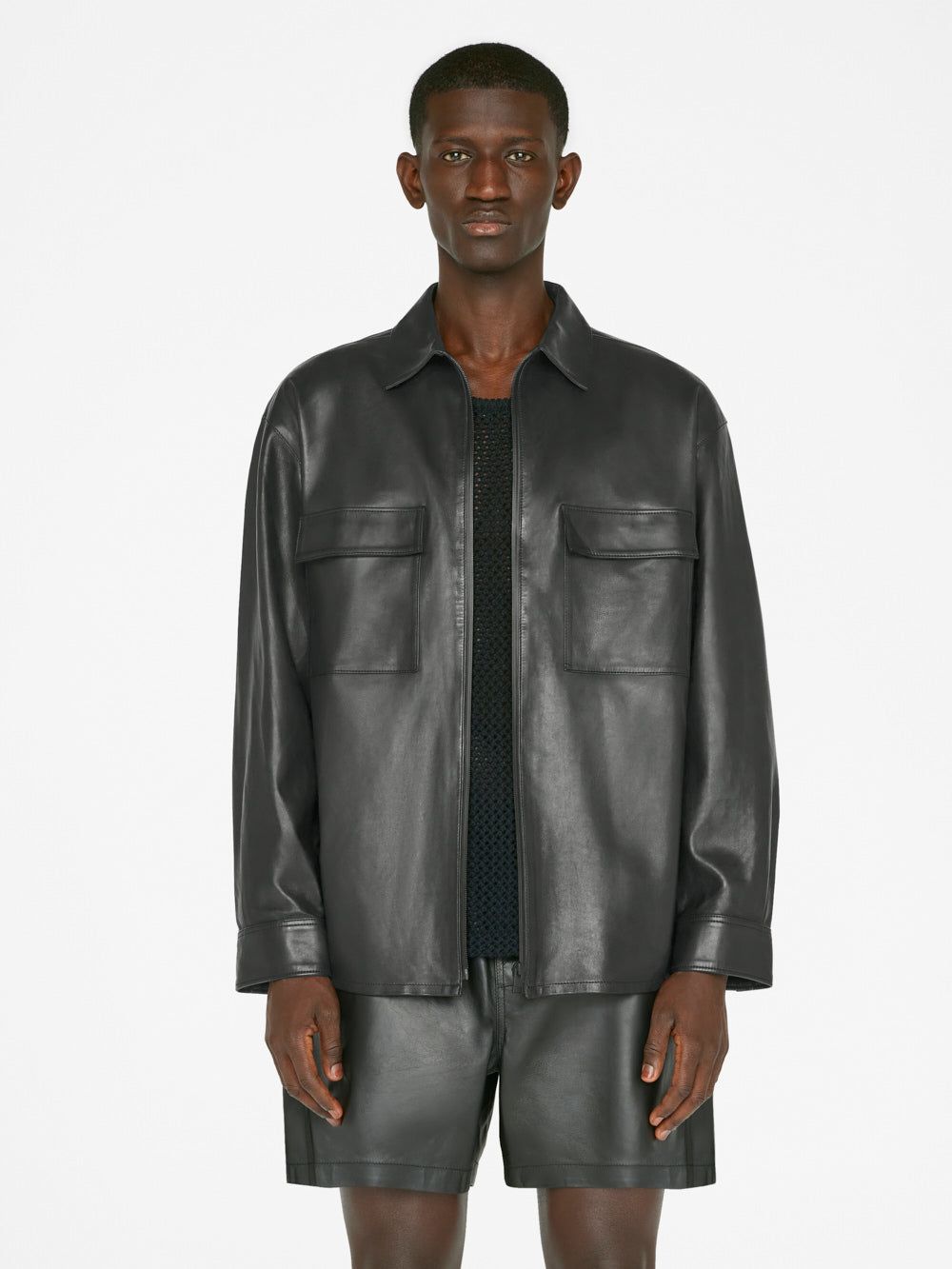 Long Sleeve Leather Shirt -- Noir sold by Frame Denim product image thumbnail 3