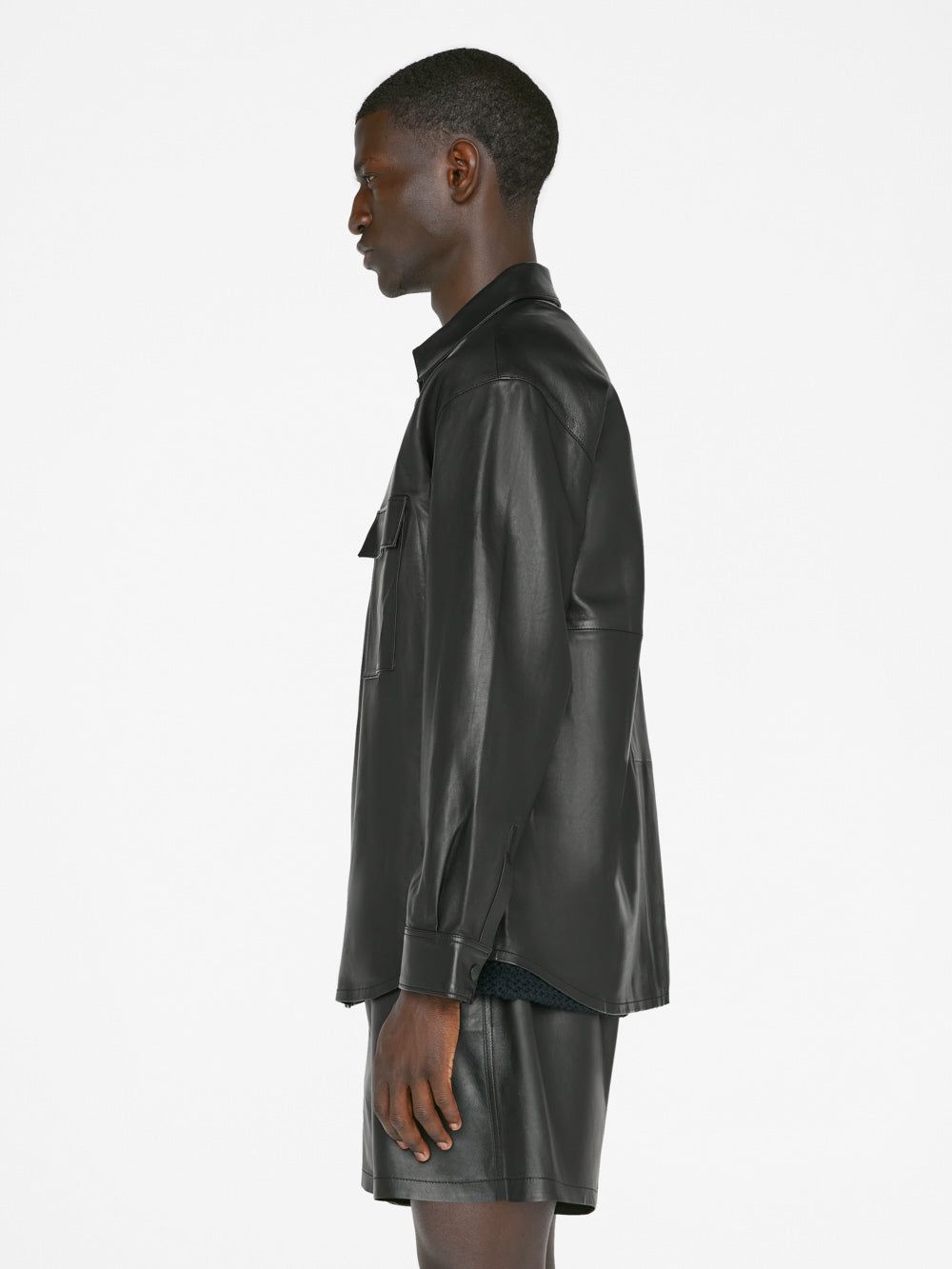 Long Sleeve Leather Shirt -- Noir sold by Frame Denim product image thumbnail 7
