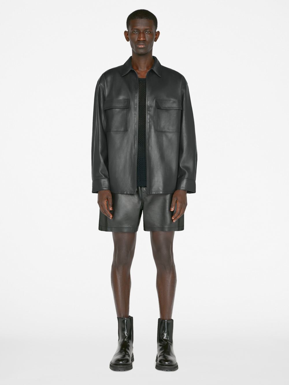 Long Sleeve Leather Shirt -- Noir sold by Frame Denim product image thumbnail 2