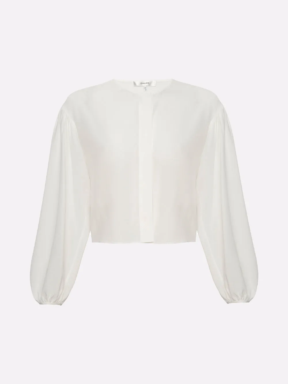 Cropped Voluminous Sleeve Blouse -- Cream sold by Frame Denim