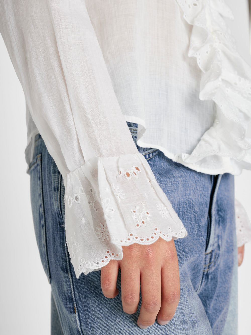 Ruffle Front Button Down Blouse -- Blanc sold by Frame Denim product image thumbnail 4