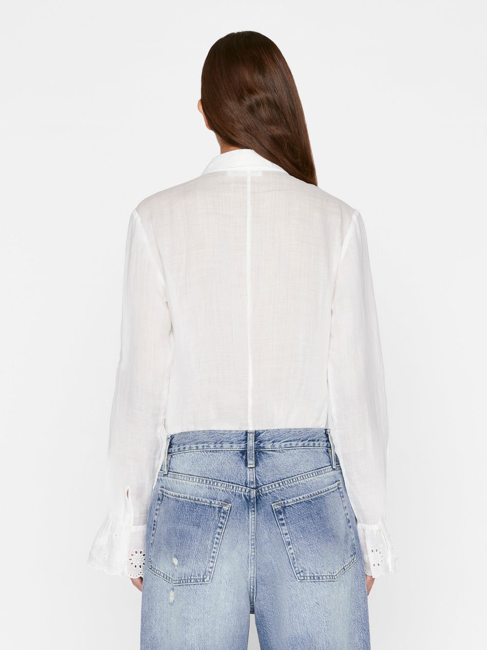 Ruffle Front Button Down Blouse -- Blanc sold by Frame Denim product image thumbnail 6