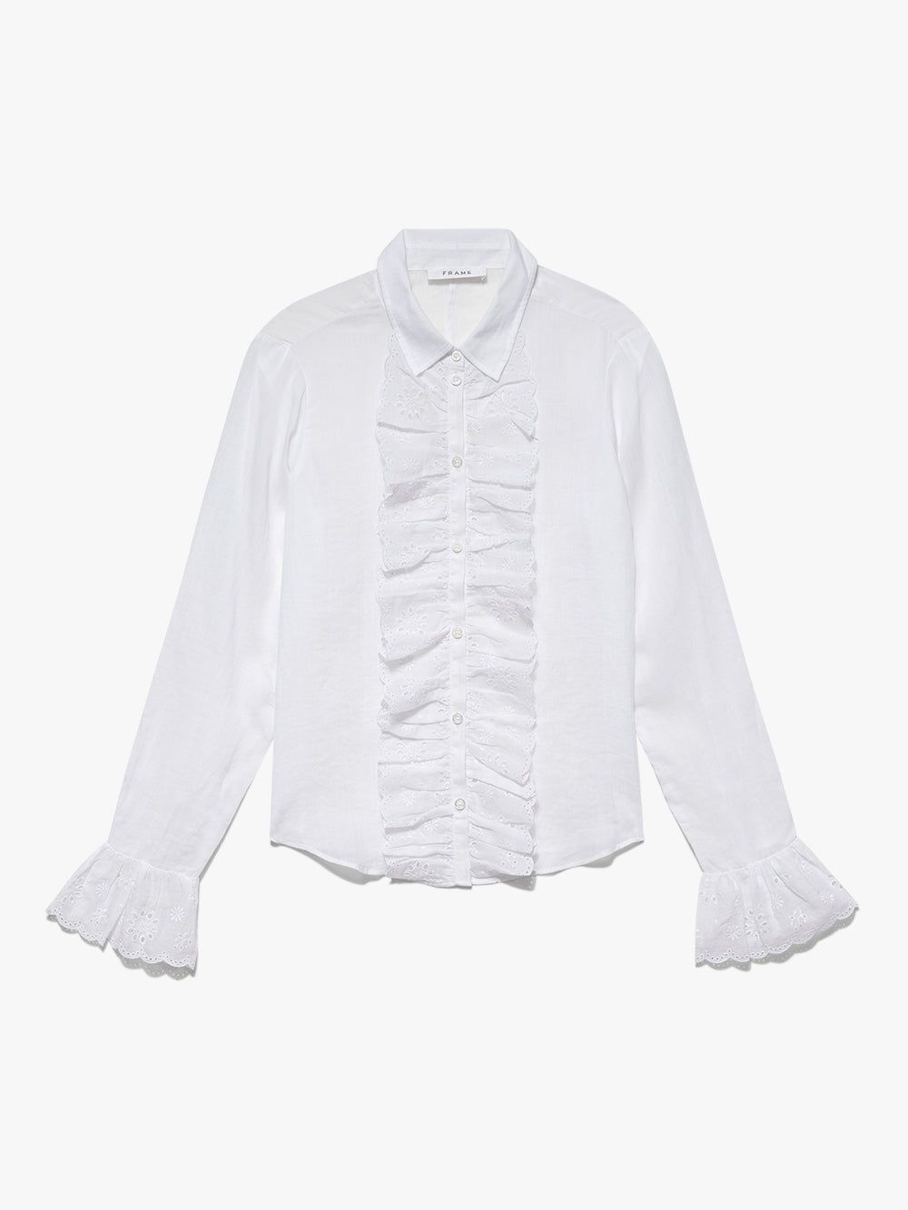 Ruffle Front Button Down Blouse -- Blanc sold by Frame Denim product image thumbnail 7