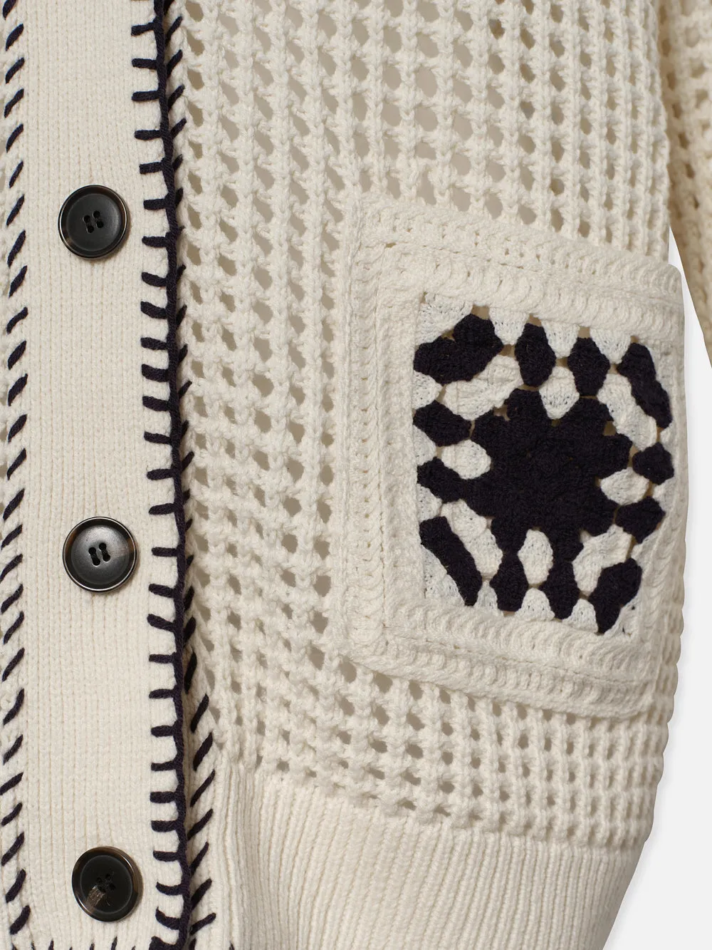 Crochet Pocket Cardi -- Navy Multi sold by Frame Denim product image thumbnail 4