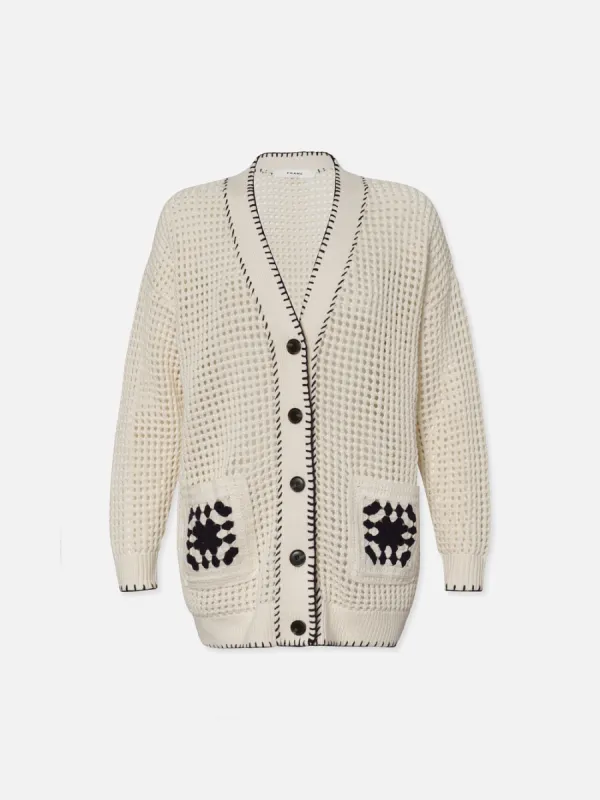 Crochet Pocket Cardi -- Navy Multi sold by Frame Denim