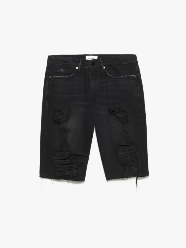 L'Homme Relaxed Short -- Black Tornado Destruct made by Frame Denim