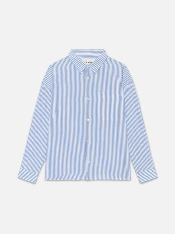Relaxed Blue Striped Shirt -- Blue Stripe sold by Frame Denim