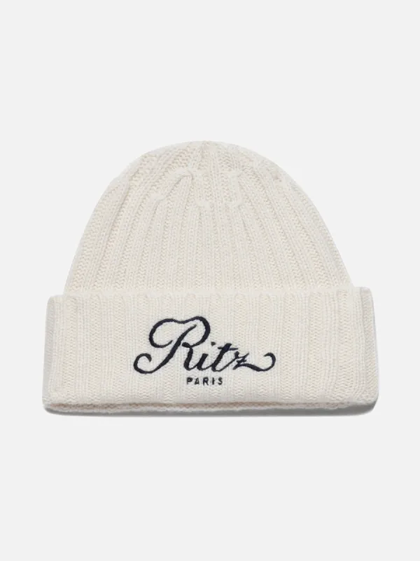 Ritz Cashmere Beanie -- Off White made by Frame Denim
