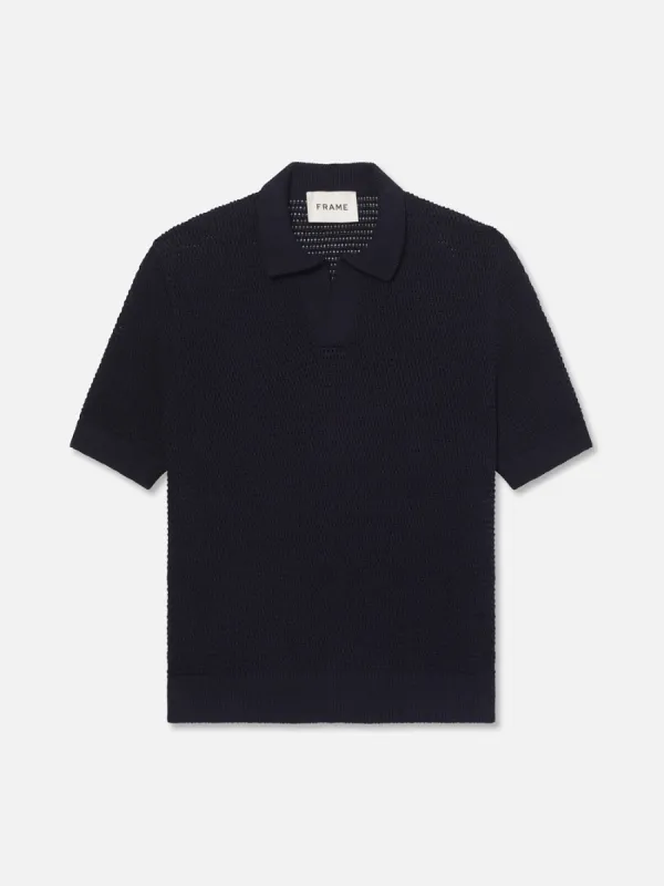 Short Sleeve Sweater Polo -- Navy sold by Frame Denim